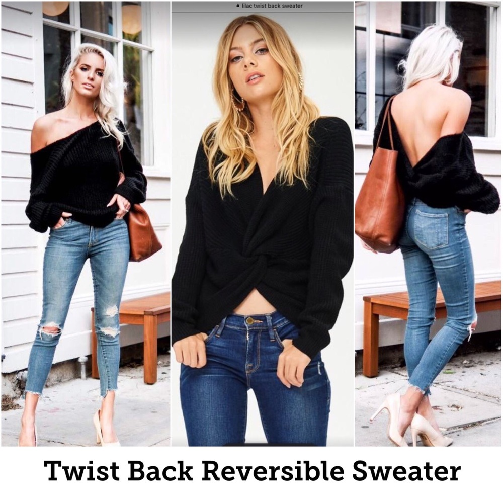 MARSEILLE Black Reversible Twist Back Sweater - Picture 2 of 6